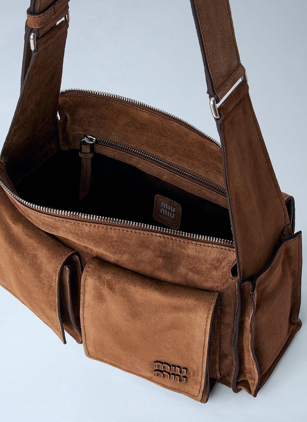 Miu Miu Men Utilitaire Suede Shoulder Bag
