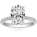 3 1/2Ct Oval Diamond Engagement Accent Ring 14k White Gold Lab Grown
