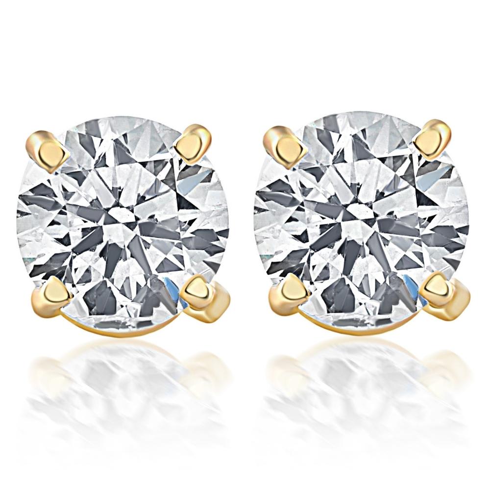 1 1/10 Ct TW Natural Diamond Studs in 14k White or Yellow Gold