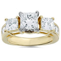 2ct Princess Cut Diamond 3 stone Engagement Ring 14K Yellow Gold Size Selectable