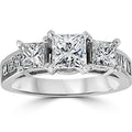 2ct Princess Cut Engagement Enhanced Diamond Ring 14K White Gold Size Selectable