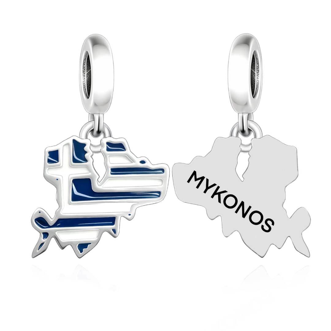 Mykonos Island Flag Dangle Charm