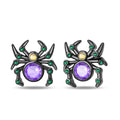 Mystic Spider Earrings with Purple and Green Gemstones