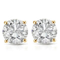 1ct Round Cut Diamond Stud Earrings in 14K Yellow Gold with Screw Backs