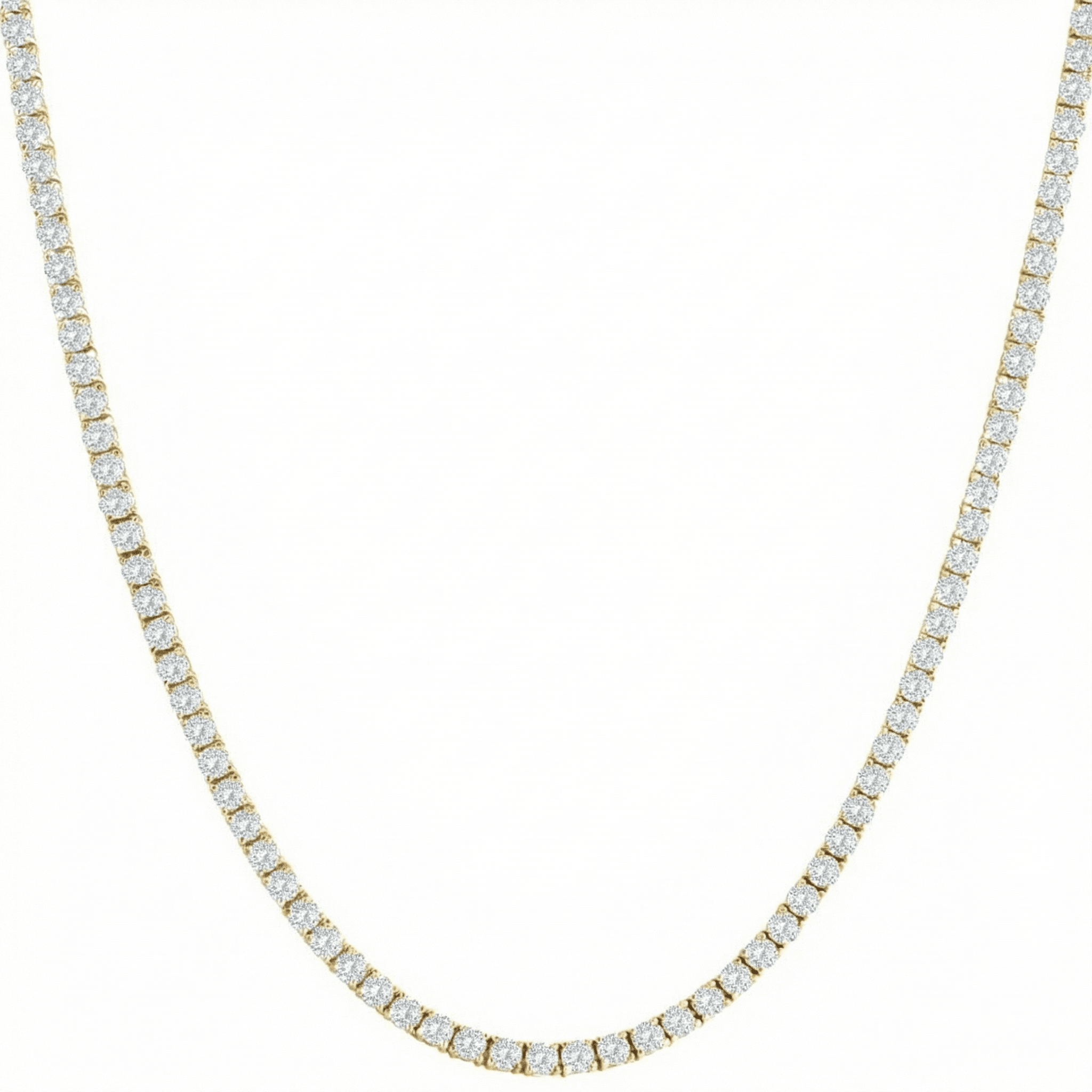 10Ct TW Lab Grown Diamond Tennis Necklace 14K Yellow Gold 16.5"
