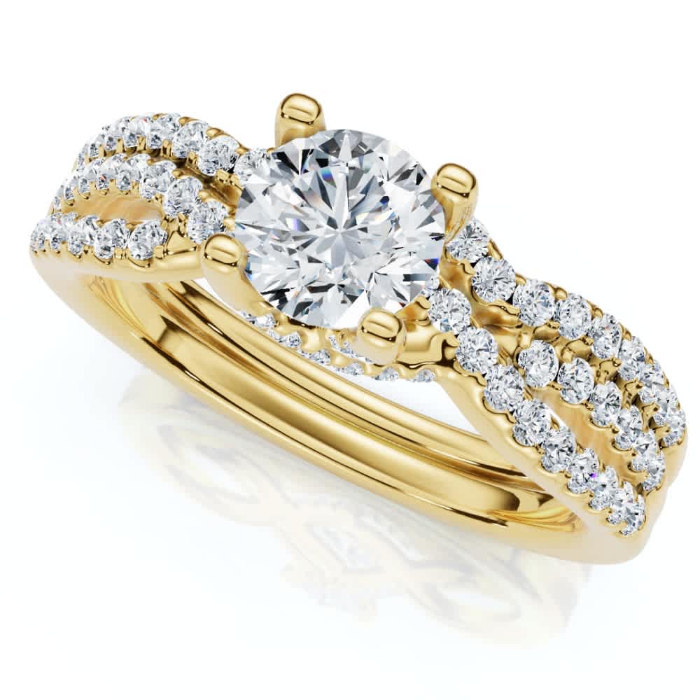 1Ct TW Infinity Engagement Wedding Ring Set 14k Gold Lab Grown