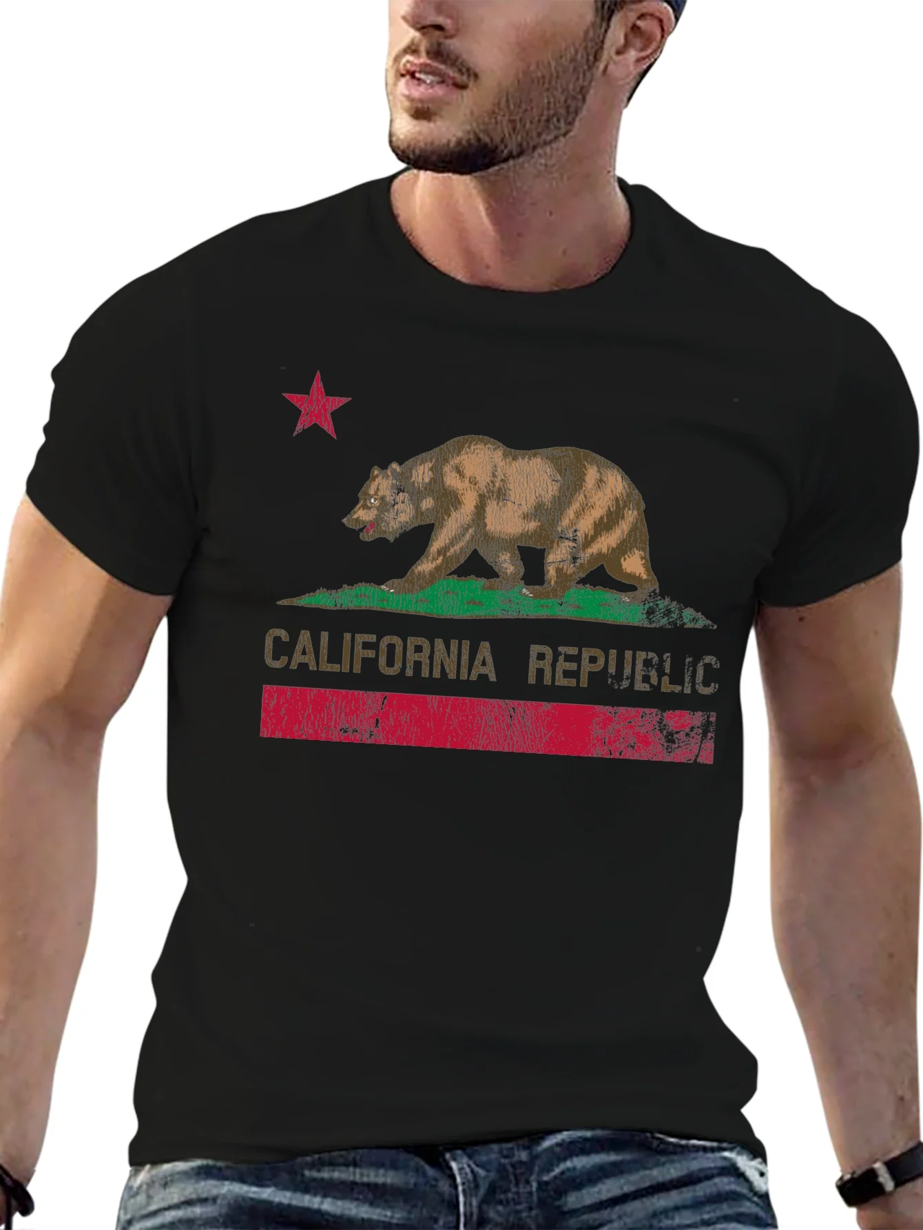 California Republic Bear Graphic Tee - Black