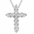 1ct Diamond Cross Pendant 14K White Gold 1" Tall