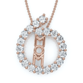 Diamond Circle Mom Pendant Gold Necklace Lab Grown 18"