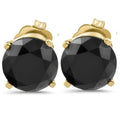 3 1/2 TCW 14k Yellow Gold Round Black Diamond Stud Earrings