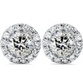 1 7/8ct Halo Diamond Studs 14K White Gold