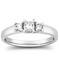 1/2ct Three Stone Princess Cut Diamond Ring 14K White Gold Size Selectable