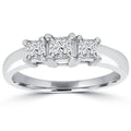 1ct Three Stone Princess Cut Diamond Engagement Ring 14K White Gold Size Selectable