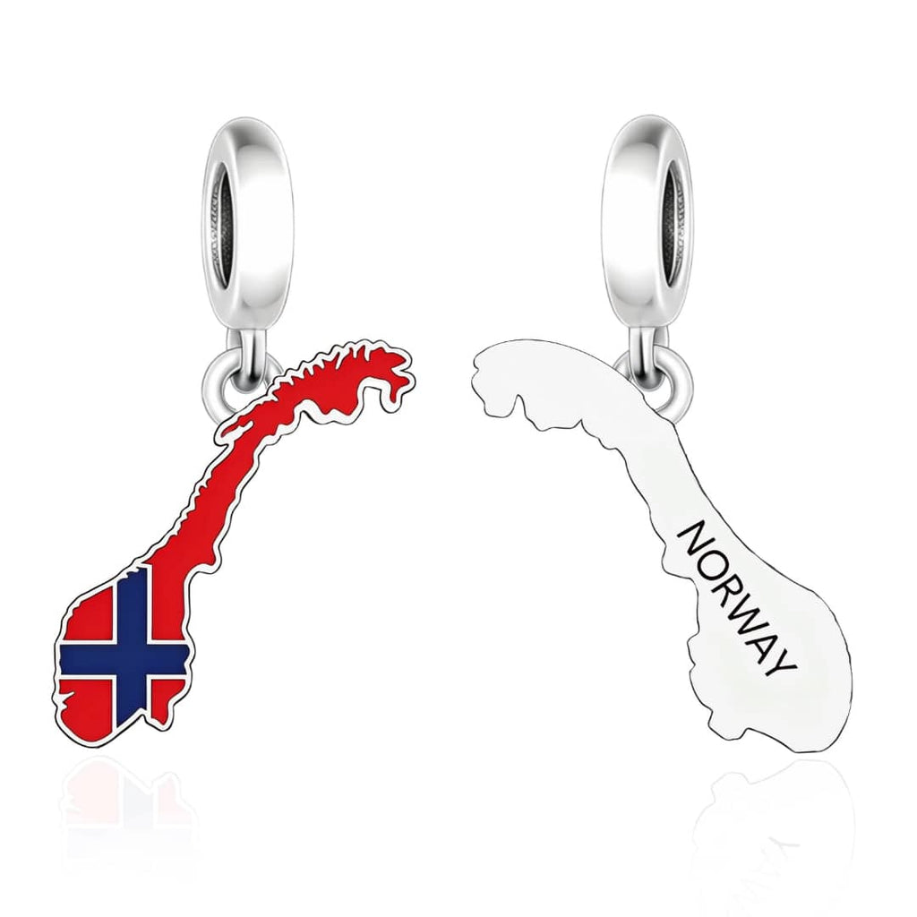 Norway Map Flag Dangle Charm