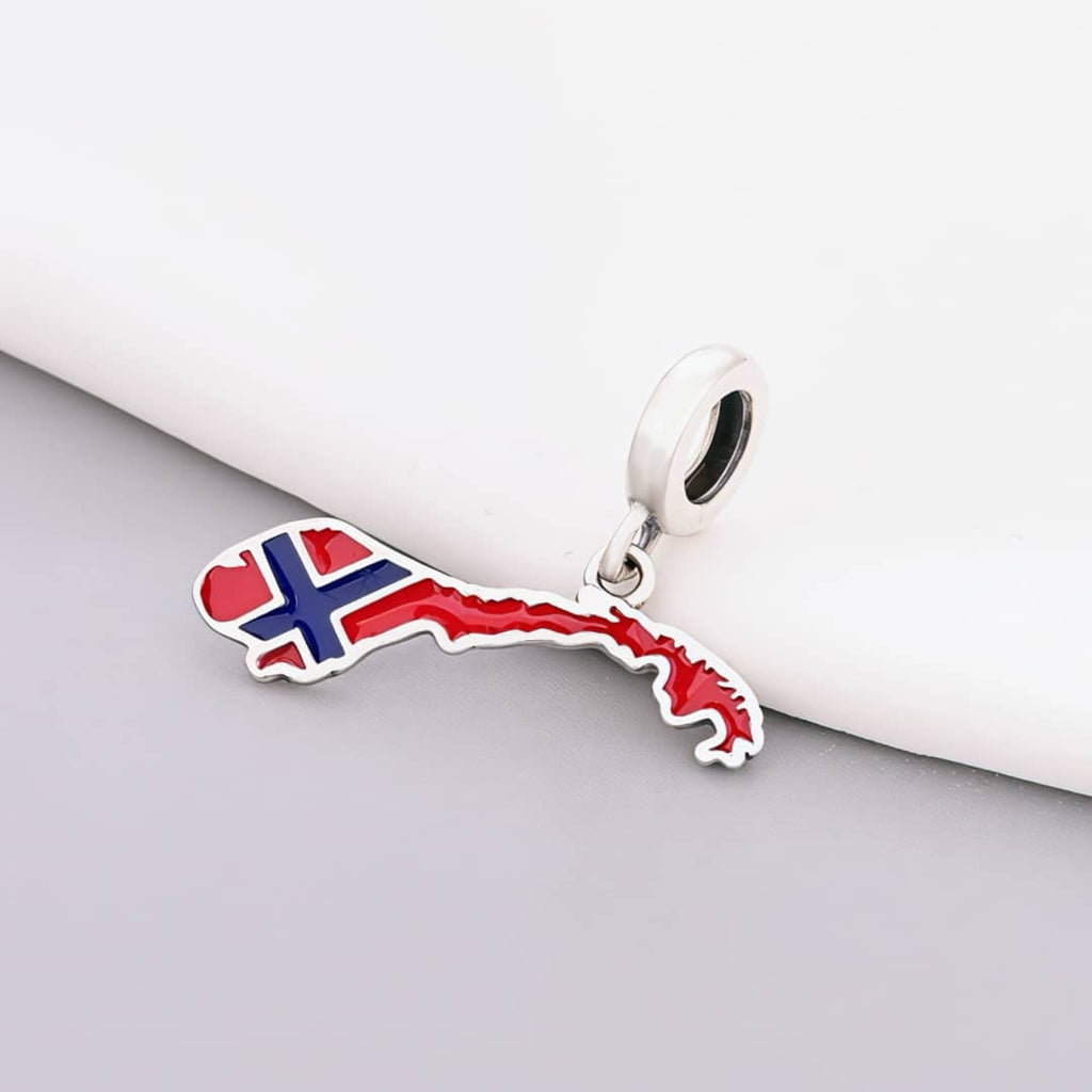 Norway Map Flag Dangle Charm