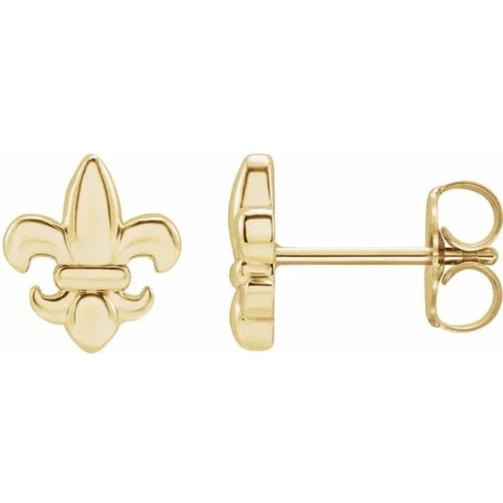 14K White or Yellow Fleur-de-Lis Earrings
