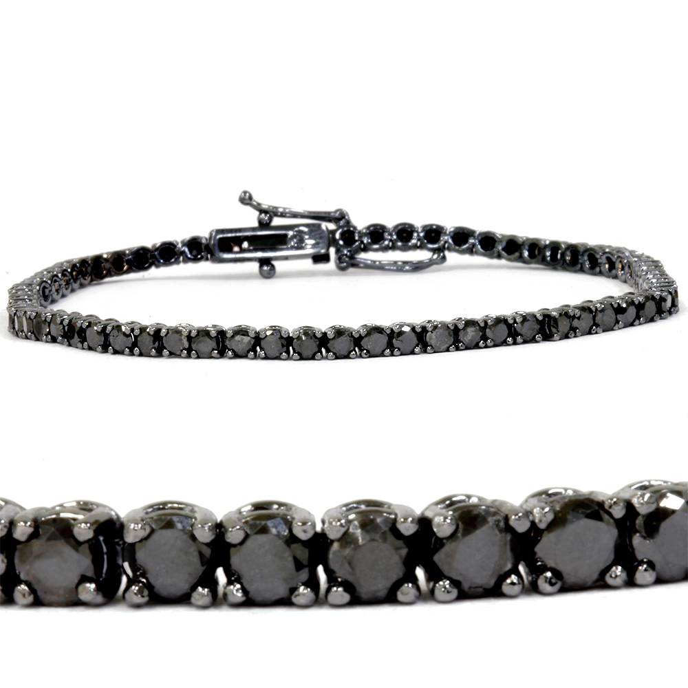 3ct Black Diamond Tennis Bracelet 14K Black Gold 7"