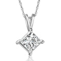 1Ct Princess Cut Diamond Solitaire Pendant 14k White Gold Necklace Lab Grown