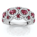 1Ct Wavy Ruby & Diamond Ring 14k Gold Lab Grown