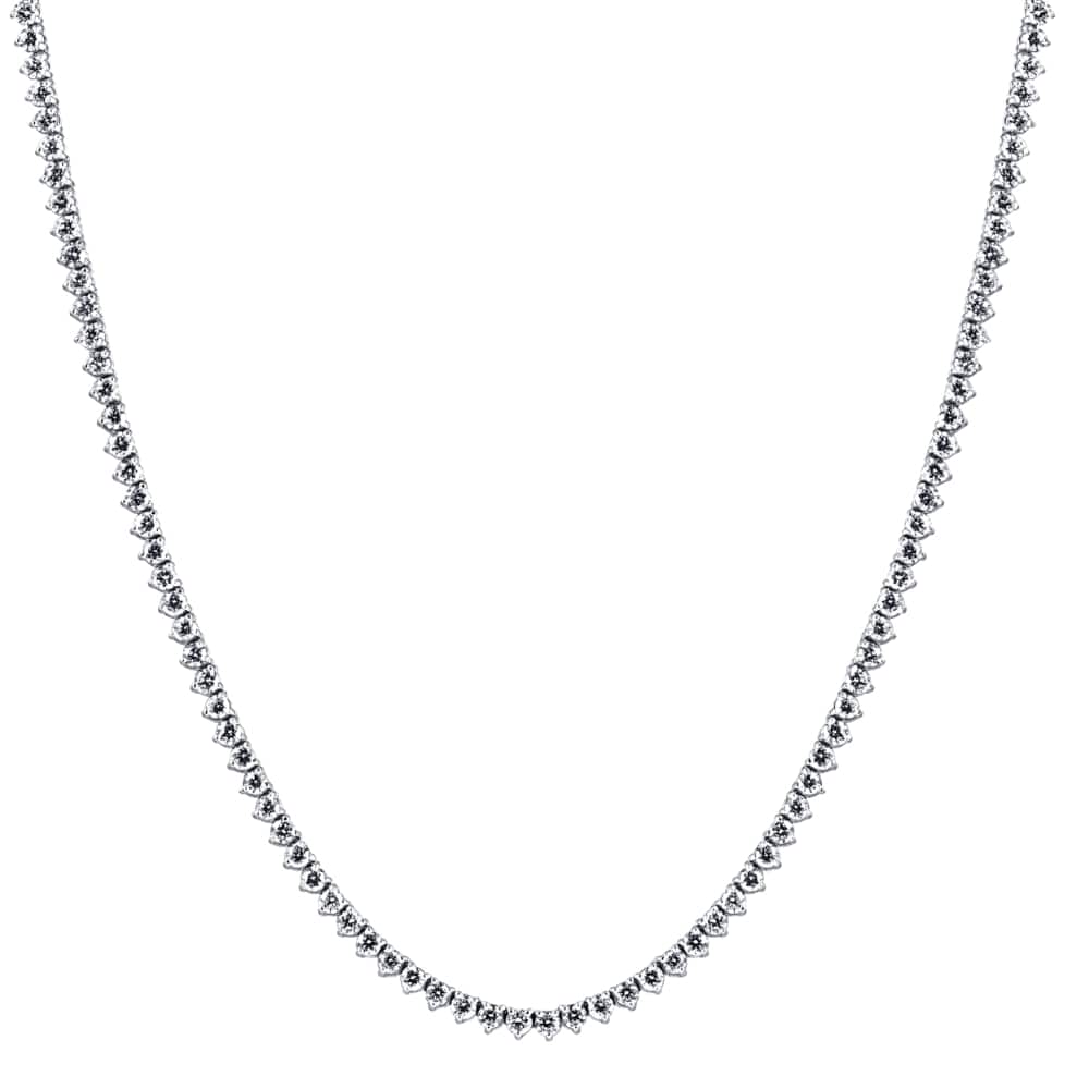 F/VS 5.59Ct Diamond Tennis Necklace 3-Prong 14k White Gold 16" Lab Grown