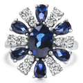 3.80Ct Nicole Blue Sapphire Diamond Ring 14k White Gold Lab Grown Size: 5.5