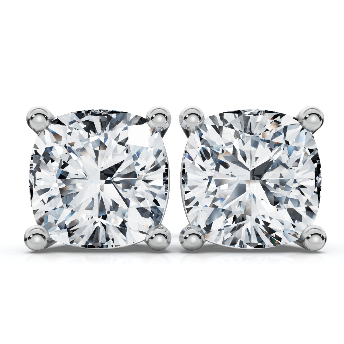 2Ct TW Cushion Diamond Studs 14k Gold Lab Grown Size: Small