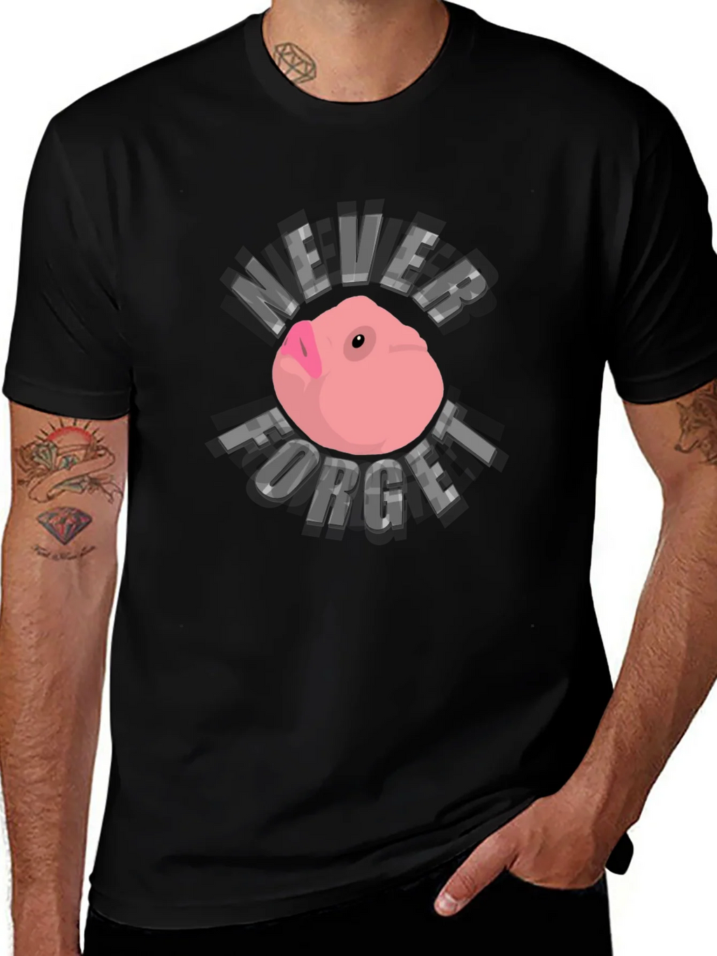 Never Forget Funny Guinea Pig Black T-Shirt