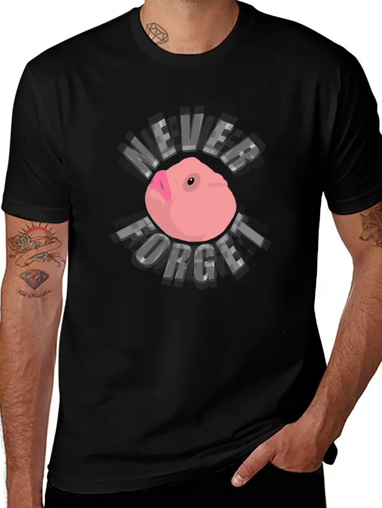 Never Forget Funny Guinea Pig Black T-Shirt