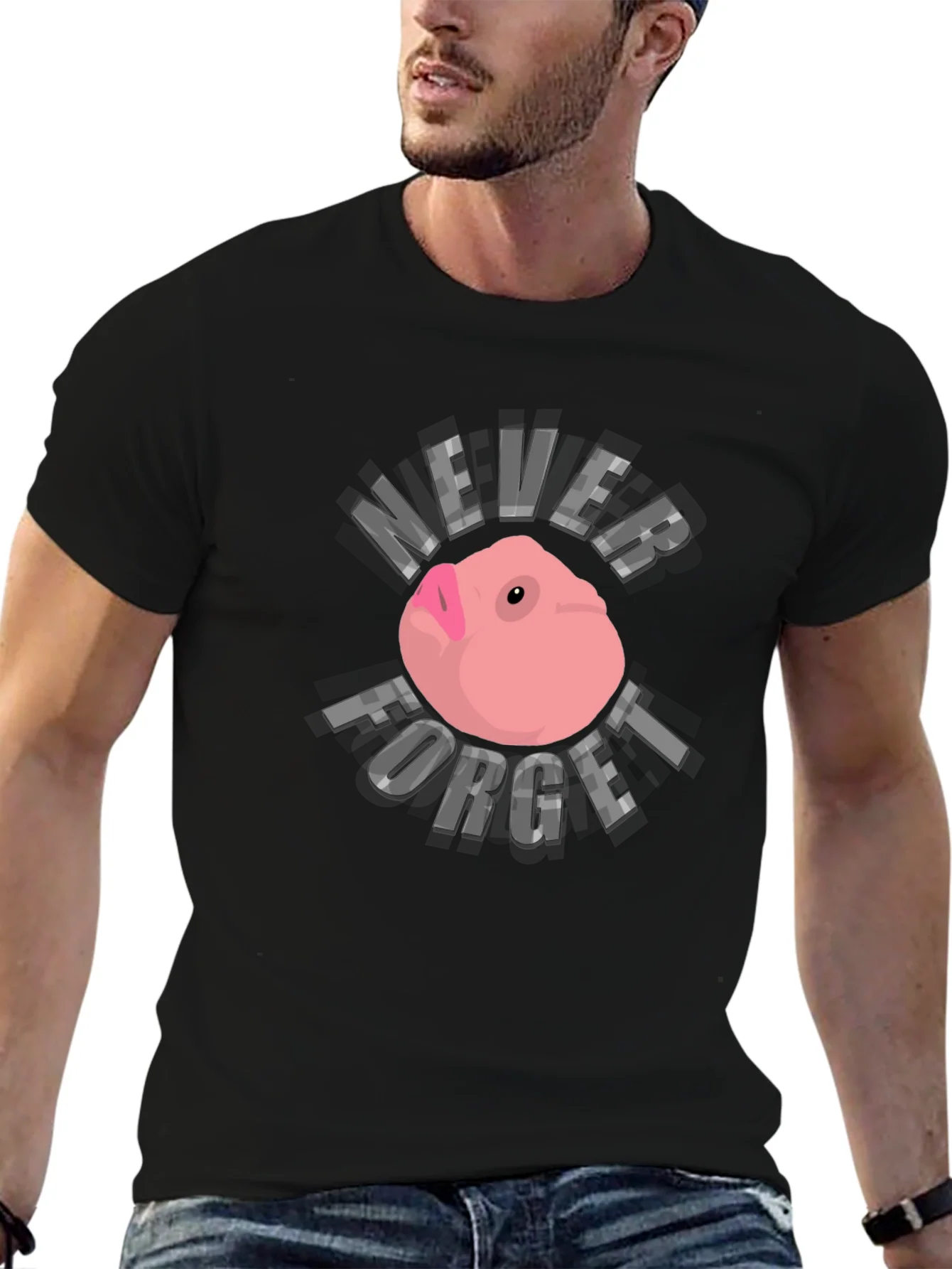 Never Forget Funny Guinea Pig Black T-Shirt
