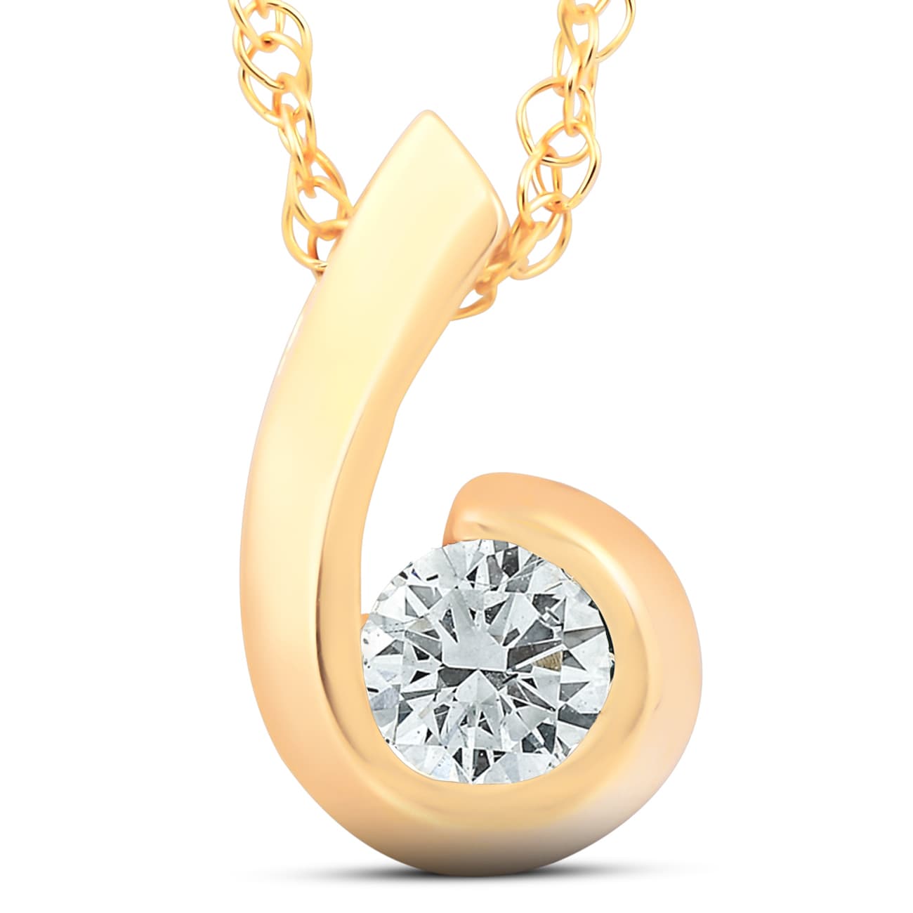 1/4ct Solitaire Round Diamond Pendant 14K Yellow Gold