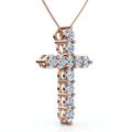 2Ct TW Diamond Cross Women's Necklace 14k Gold Lab Grown 1" Tall