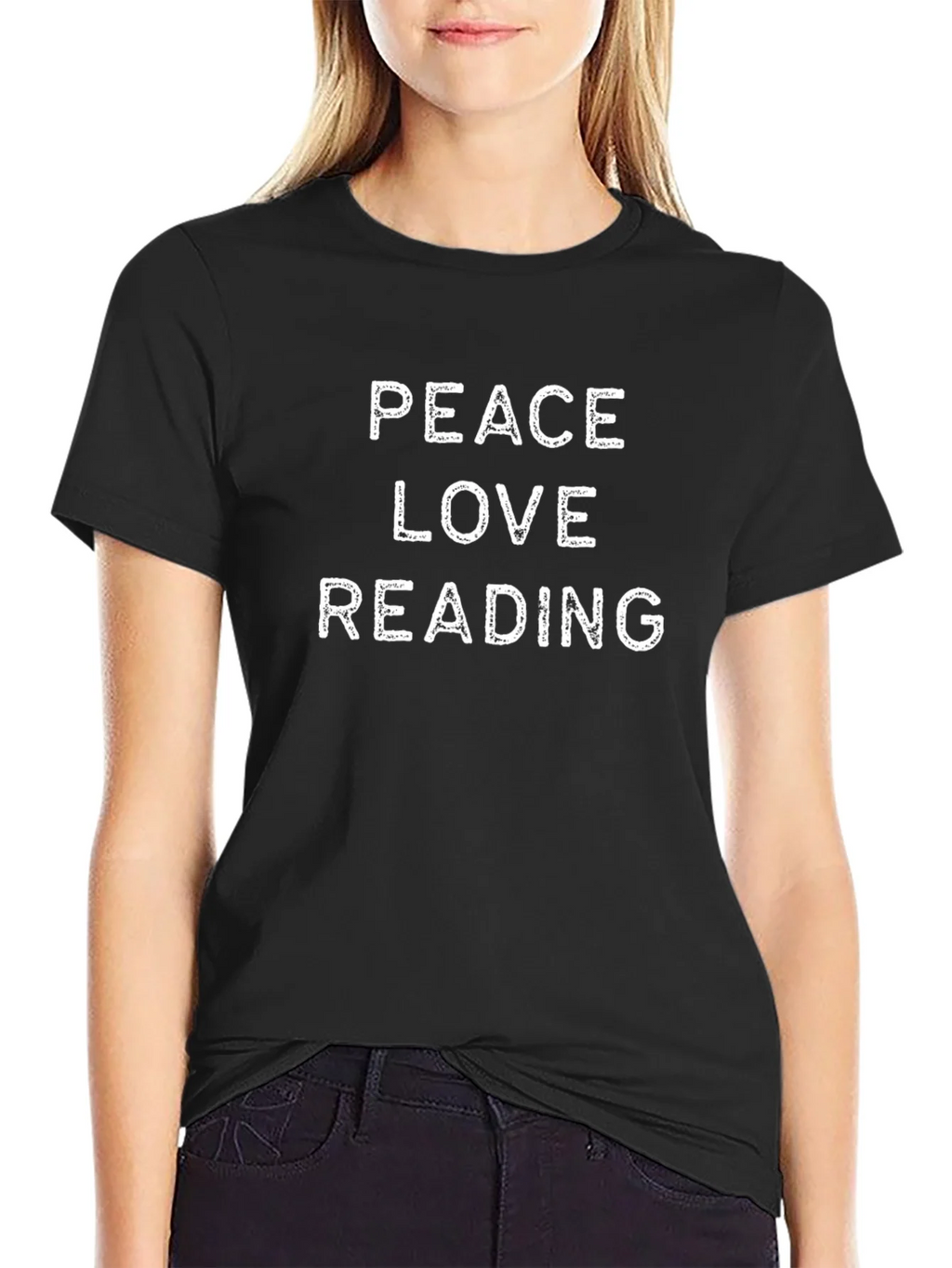 Peace Love Reading T-Shirt - Black