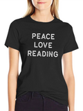 Peace Love Reading T-Shirt - Black