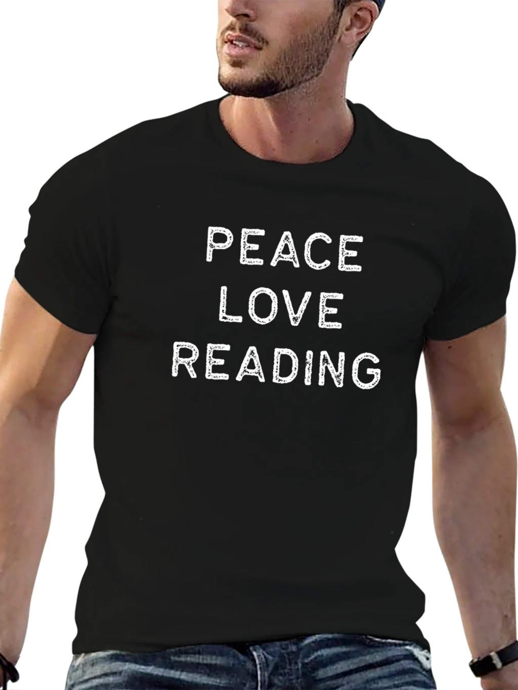 Peace Love Reading T-Shirt - Black