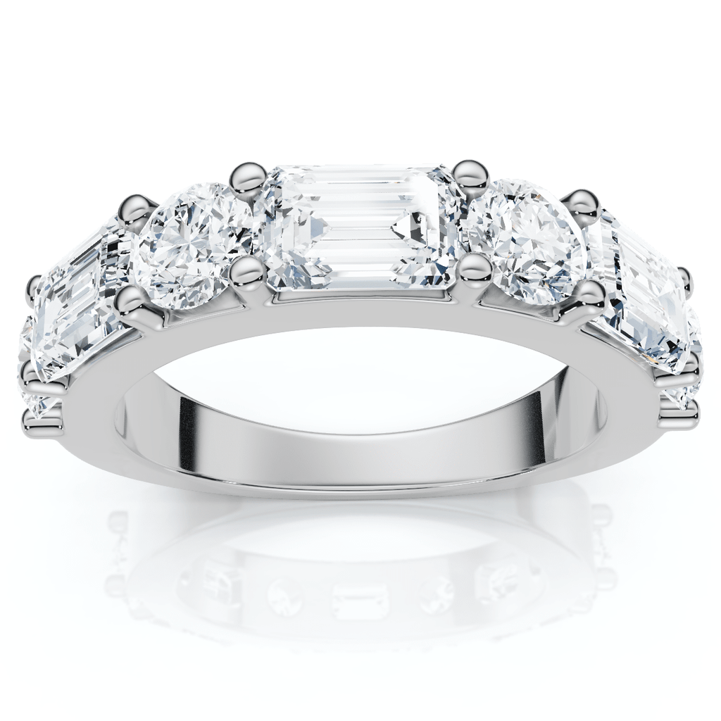 2.30Ct Emerald & Round Diamond Wedding Anniversary Ring 14k Lab Grown