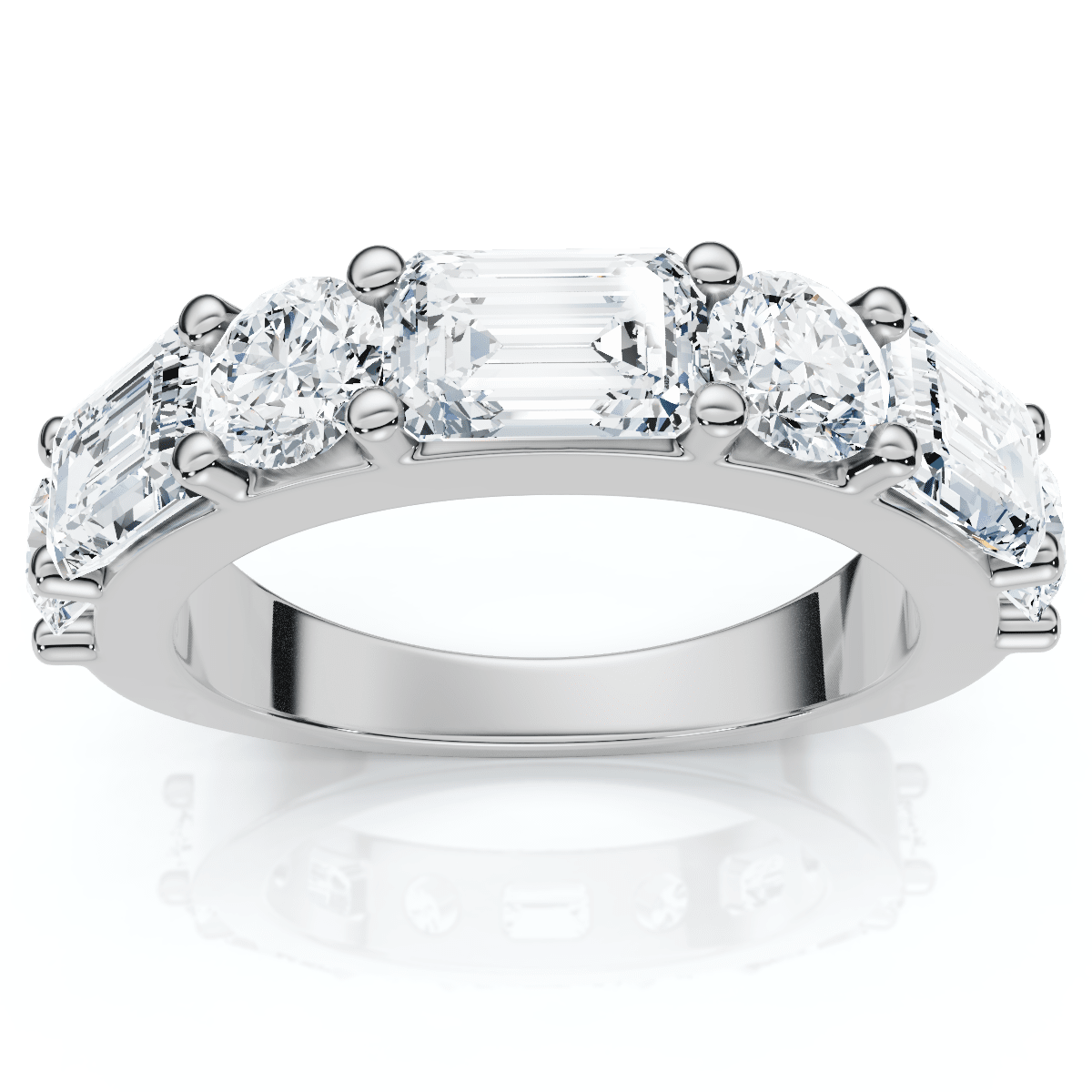 2.30Ct Emerald & Round Diamond Wedding Anniversary Ring 14k Lab Grown