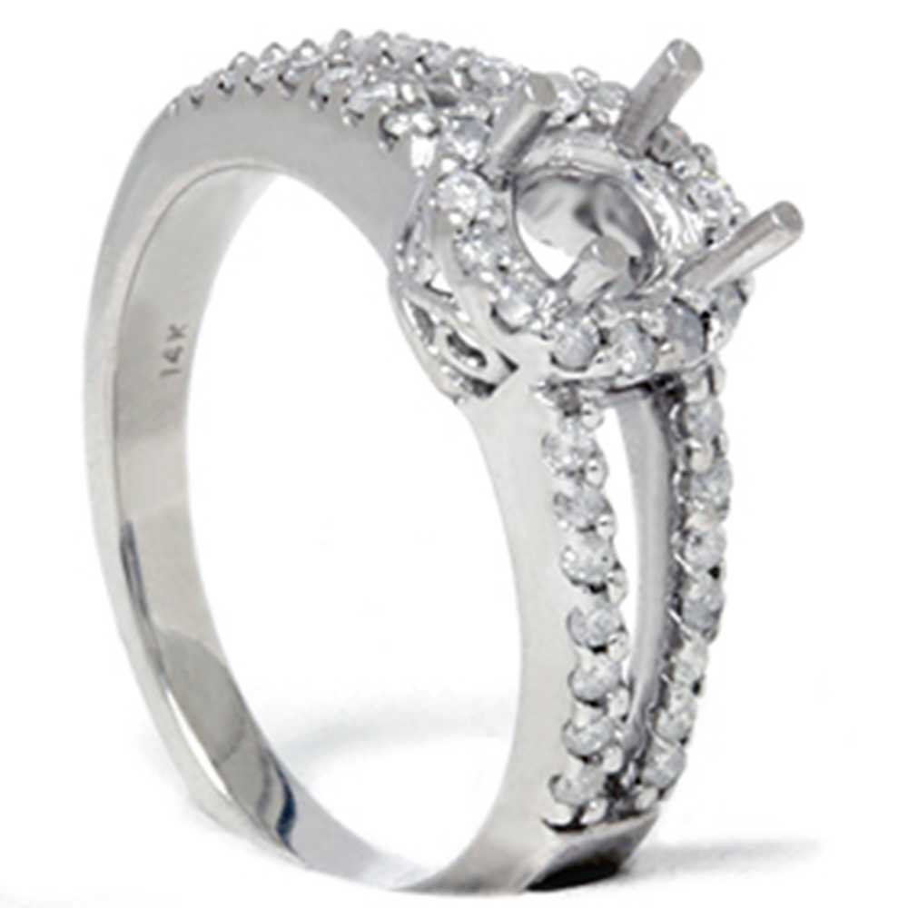3/8ct Diamond Engagement Setting Split Shank 14K Ring Size Selectable