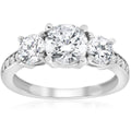 2 Ct TWD Three Stone Diamond Engagement Ring 14k White Gold Anniversary Band