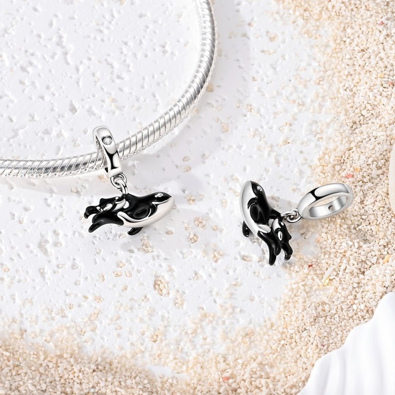 Orca Whale Mother & Baby Dangle Charm