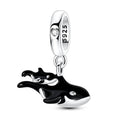 Orca Whale Mother & Baby Dangle Charm
