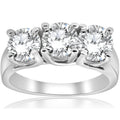 3ct Three Stone Diamond Engagement Ring 14K White Gold Size Selectable