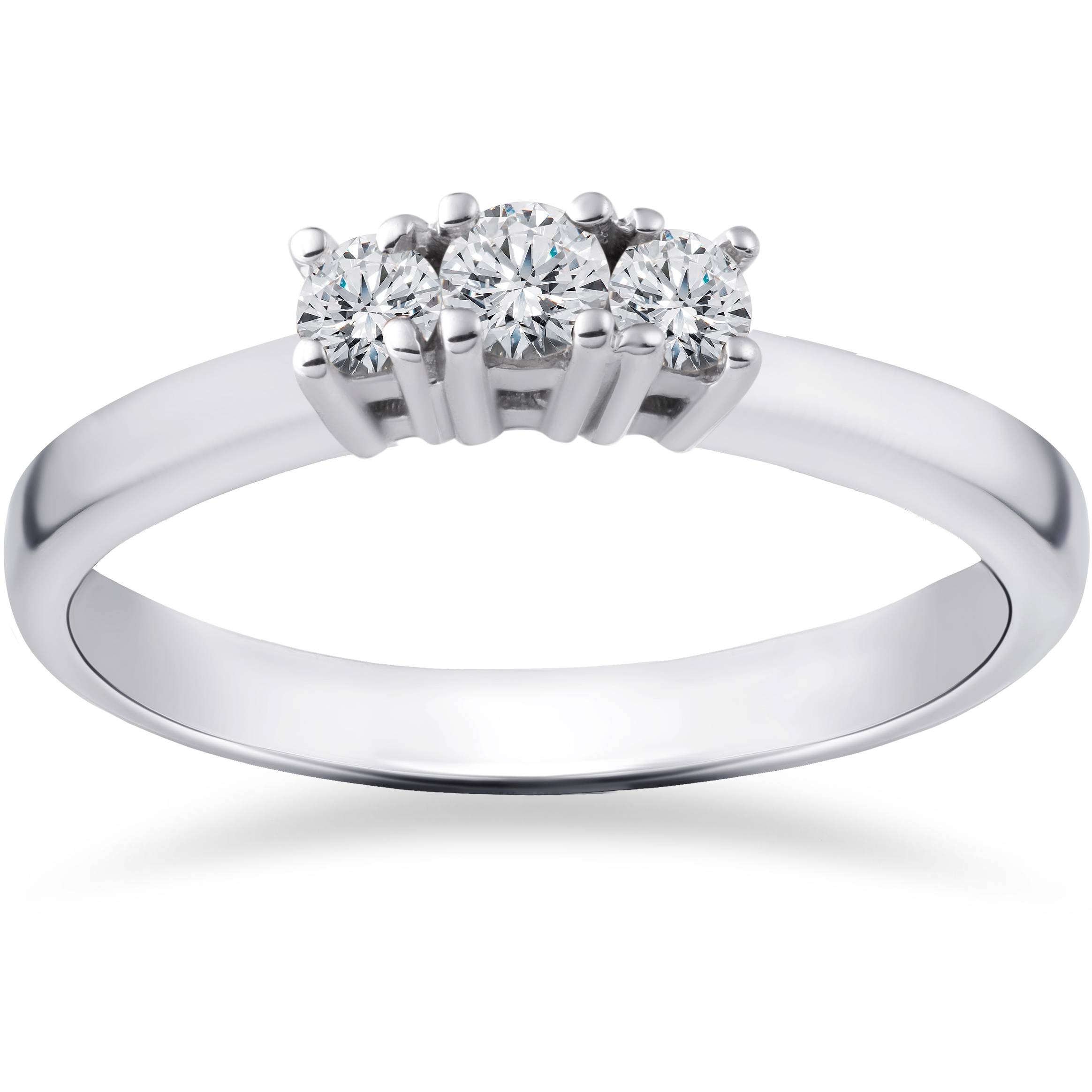1/2ct Three Stone Lab Created Diamond Engagement Ring 14K White Gold Size Selectable