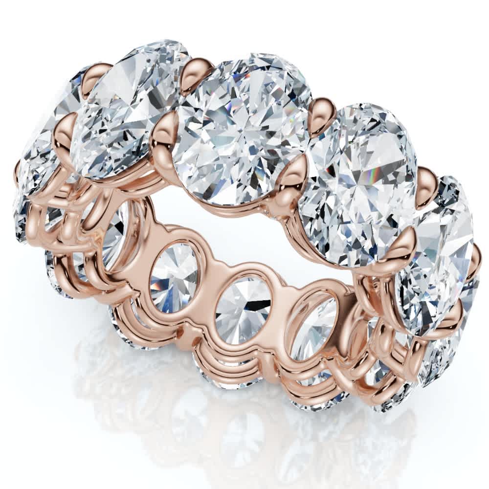 12Ct Oval Diamond Eternity Ring 14k Gold or Platinum Wedding Band Lab Grown