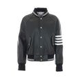 Thom Browne Men Oversized Leather Bomber With 4-Bar