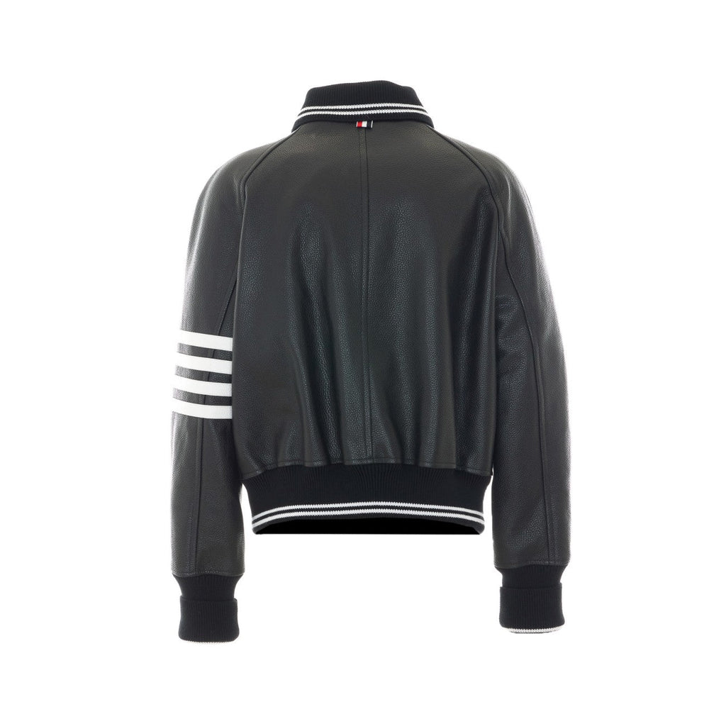 Thom Browne Men Oversized Leather Bomber With 4-Bar