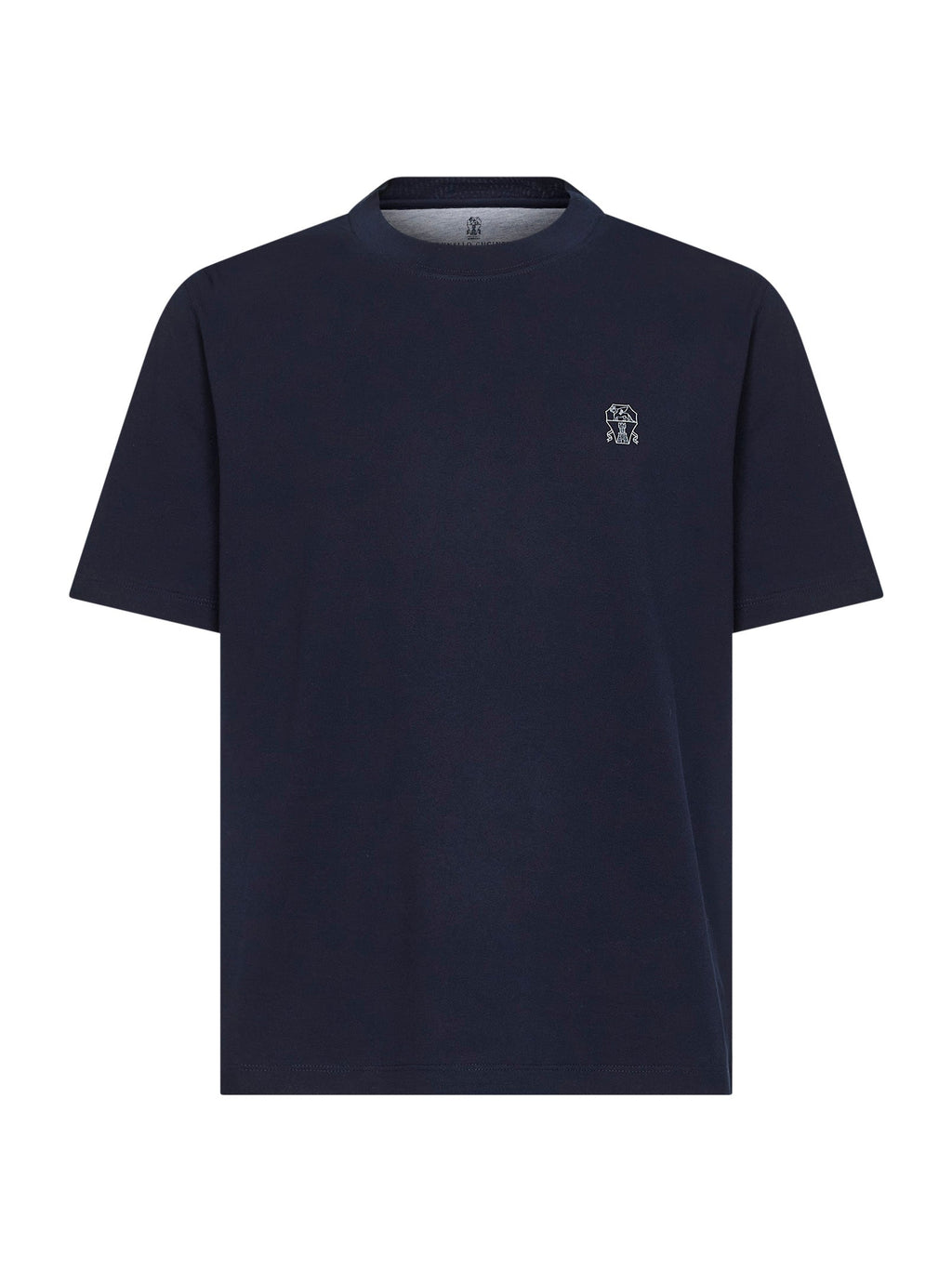 Brunello Cucinelli Men Cobalt Blue Solomeo Crest T-Shirt