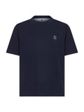Brunello Cucinelli Men Cobalt Blue Solomeo Crest T-Shirt