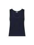 Brunello Cucinelli Women Blue Ribbed Cotton Knit Top