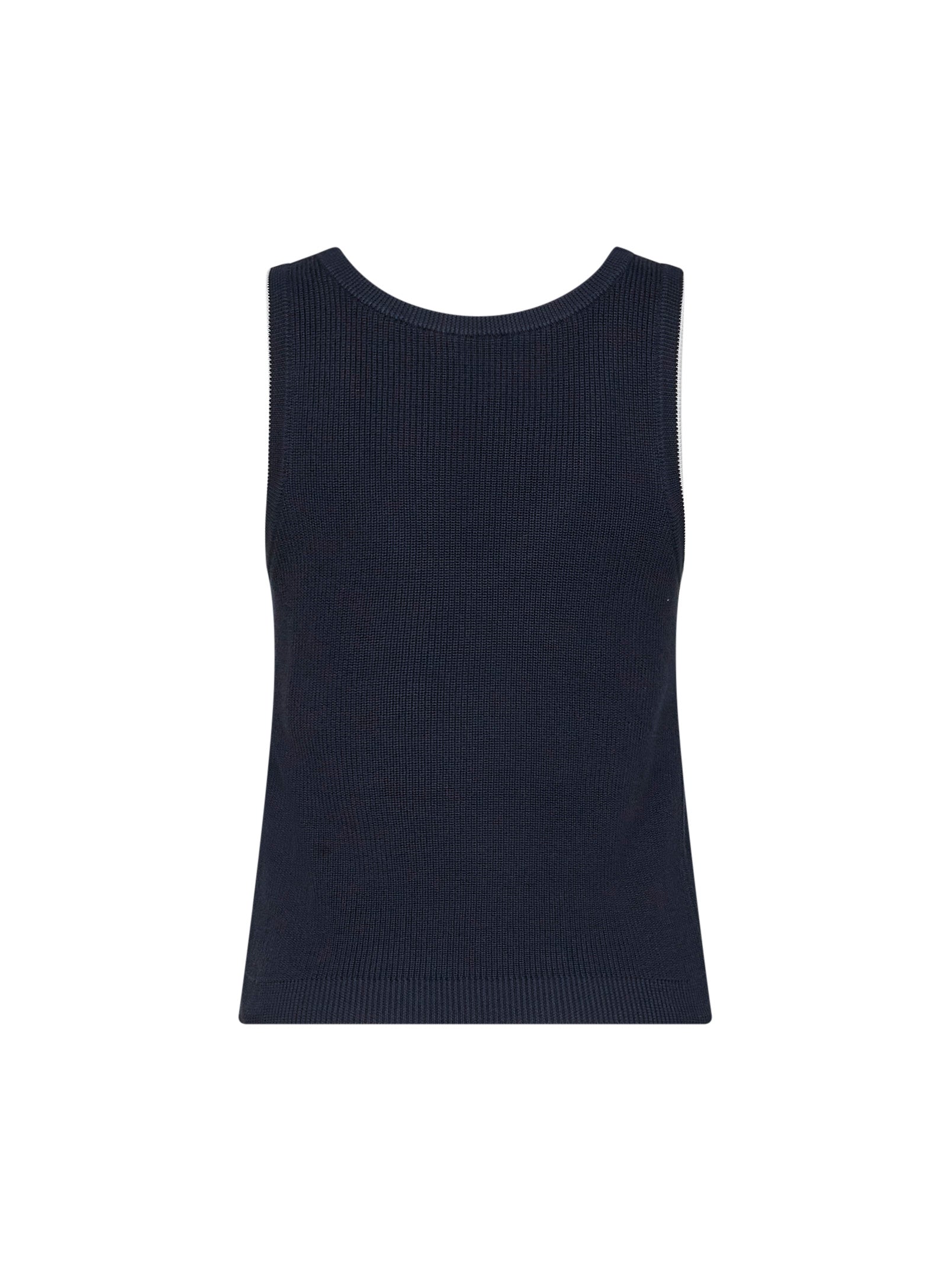 Brunello Cucinelli Women Blue Ribbed Cotton Knit Top
