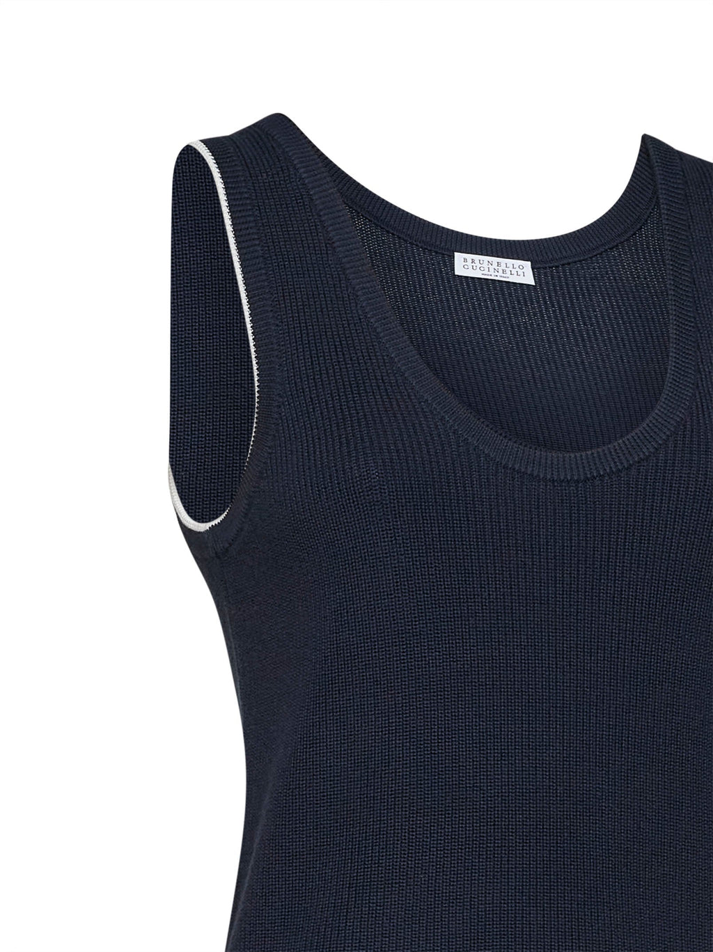 Brunello Cucinelli Women Blue Ribbed Cotton Knit Top